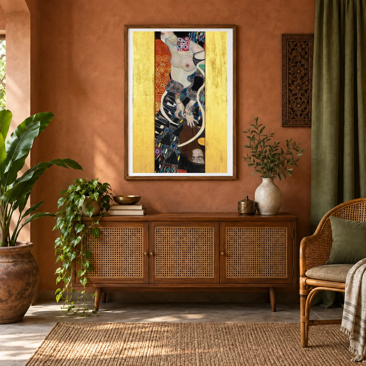 Judith Ii (salome) (1909) — Gustav Klimt shown in a styled interior