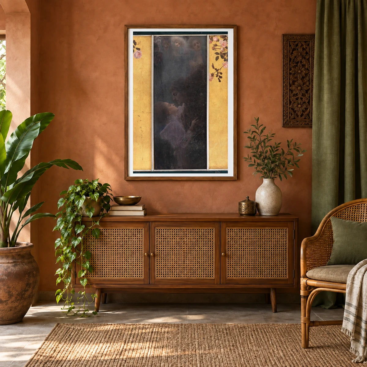 Liebe — Gustav Klimt shown in a styled interior