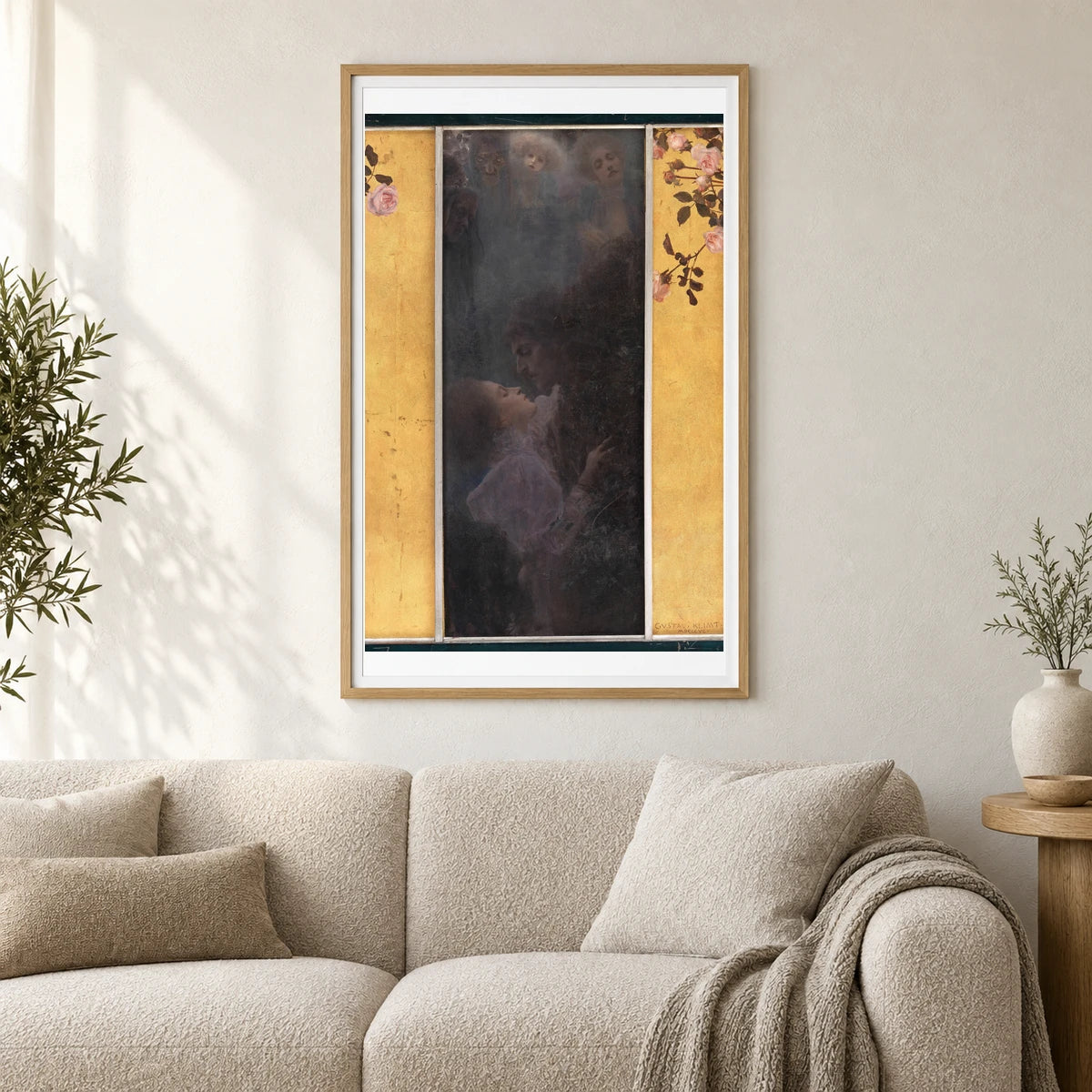 Liebe — Gustav Klimt shown in a styled interior