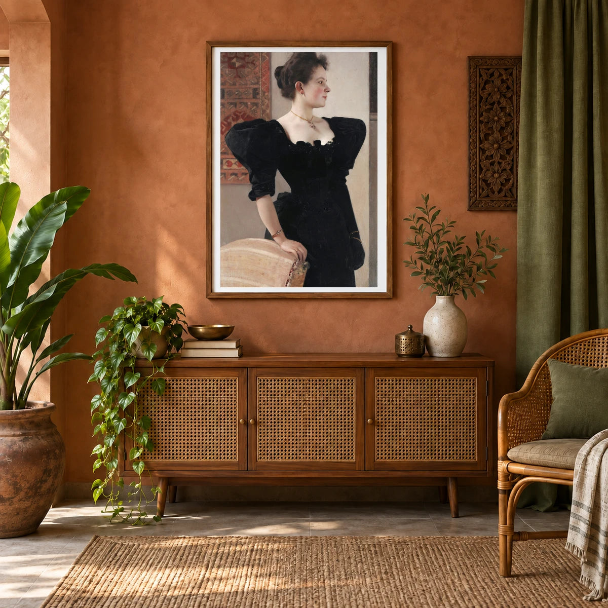 Portrait Of A Lady (marie Breunig) — Gustav Klimt shown in a styled interior