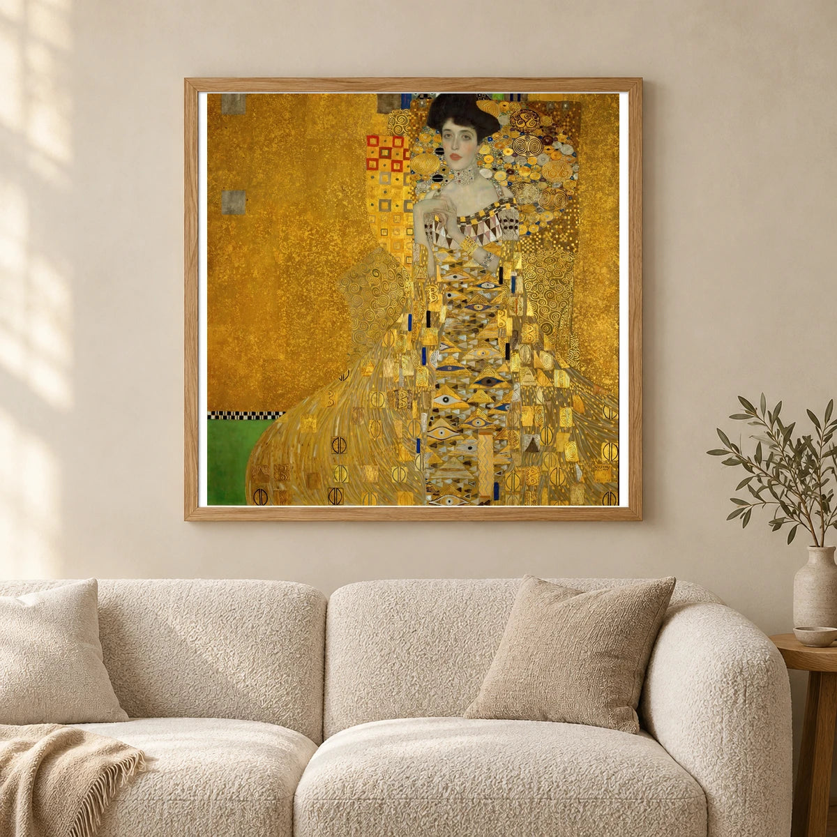 Portrait Of Adele Bloch Bauer I (1907) — Gustav Klimt shown in a styled interior