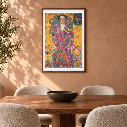 Portrait Of Eugenia Primavesi (1913) — Gustav Klimt shown in a styled interior