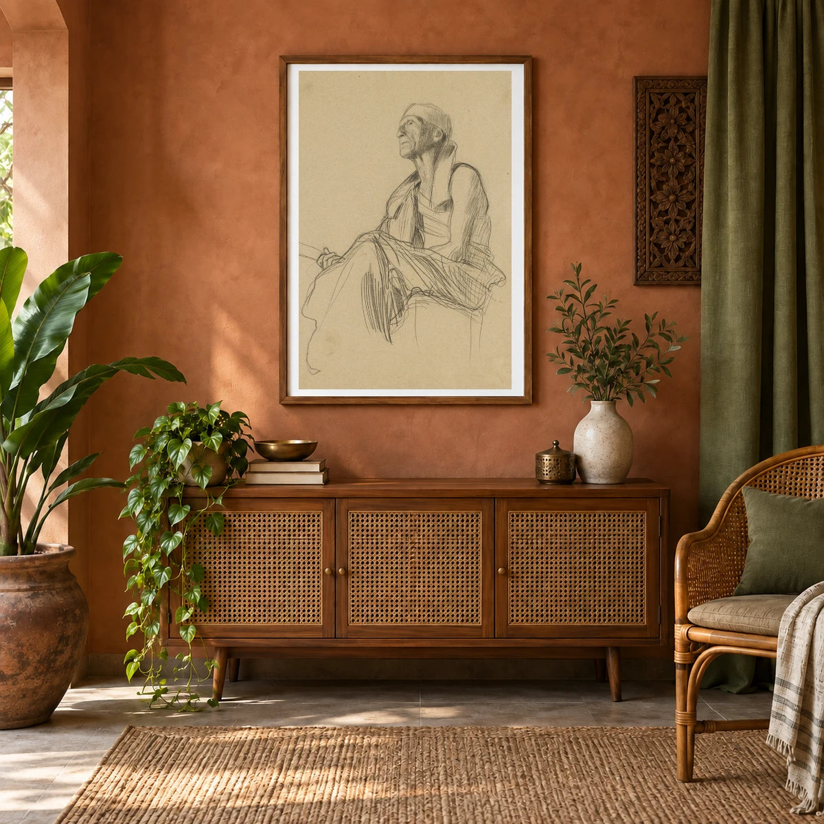Seated Man Turned To The Left — Gustav Klimt shown in a styled interior