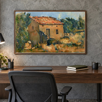 Abandoned House Near Aix En Provence (1885–1887) — Paul Cézanne shown in a styled interior