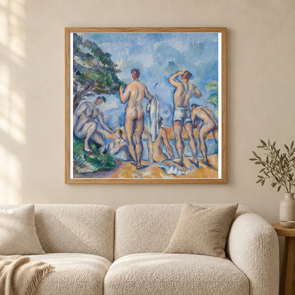 Bathers (1890–92) — Paul Cézanne shown in a styled interior