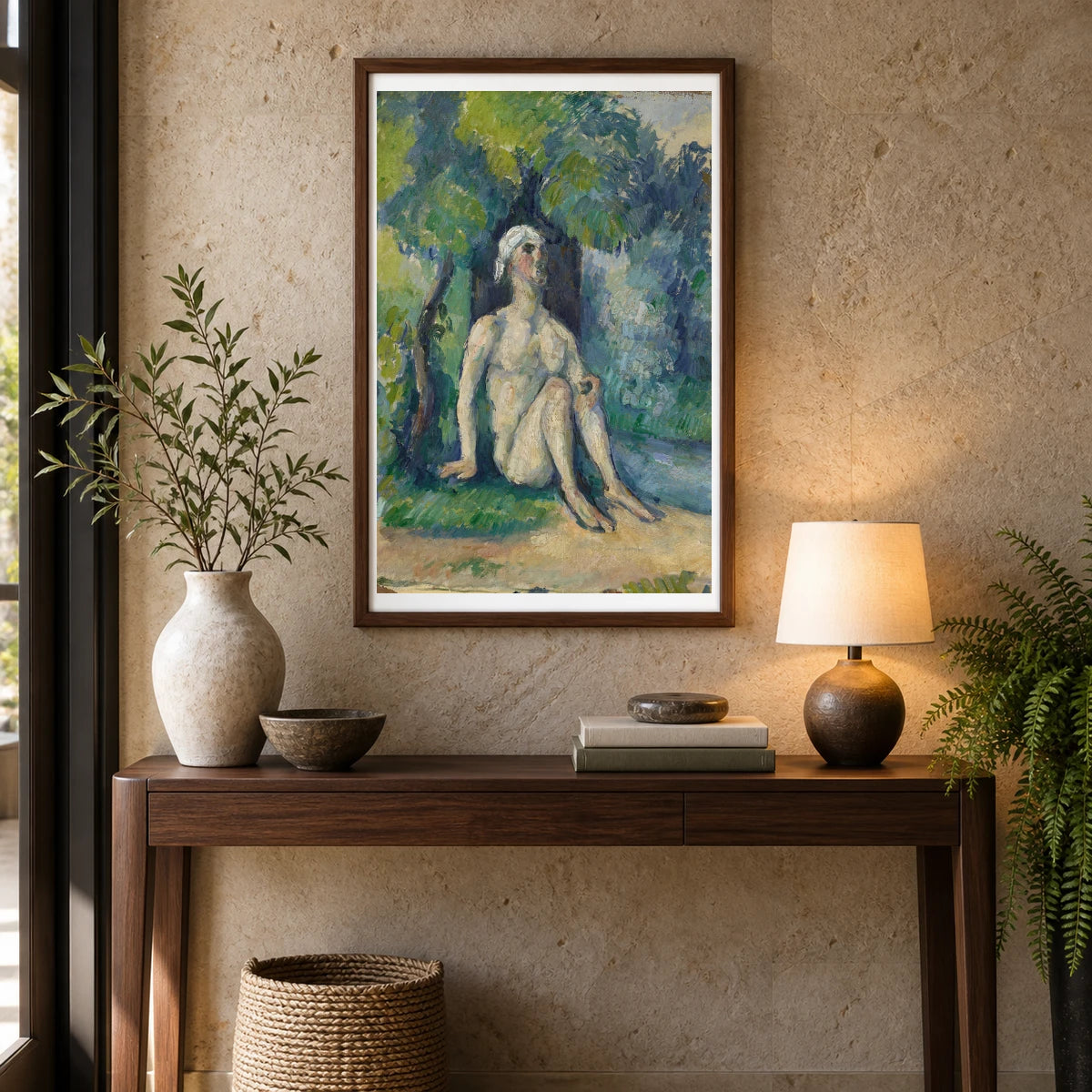 Bathers Sitting On The Water — Paul Cézanne shown in a styled interior