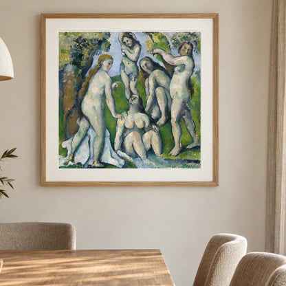 Five Bathers (1885 1887) — Paul Cézanne shown in a styled interior
