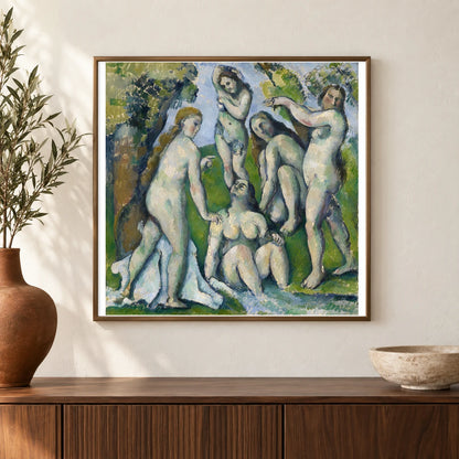 Five Bathers (1885 1887) — Paul Cézanne shown in a styled interior