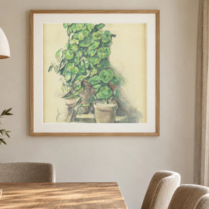 Geraniums (1888 1890) — Paul Cézanne shown in a styled interior