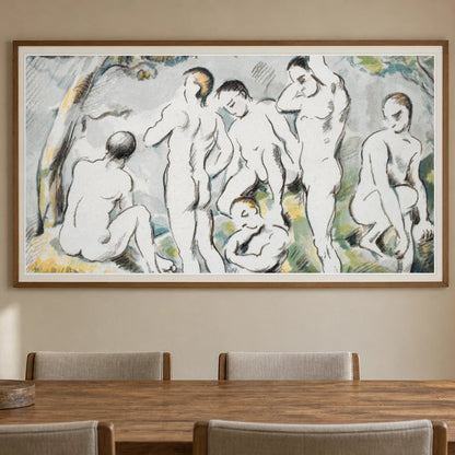 Les Baigneurs – Petite Planche (1896 97) — Paul Cézanne shown in a styled interior