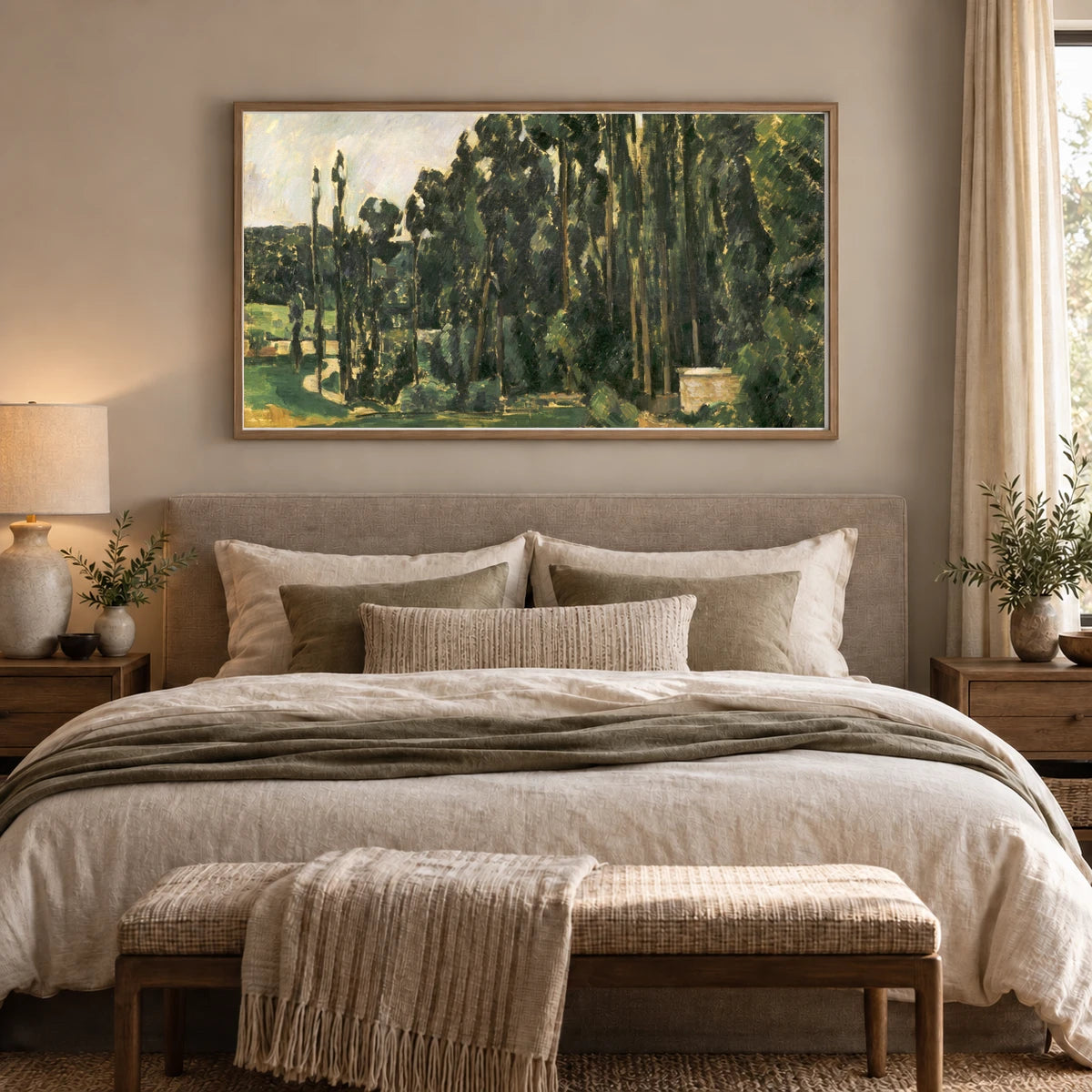 Poplars (1879 1880) — Paul Cézanne shown in a styled interior