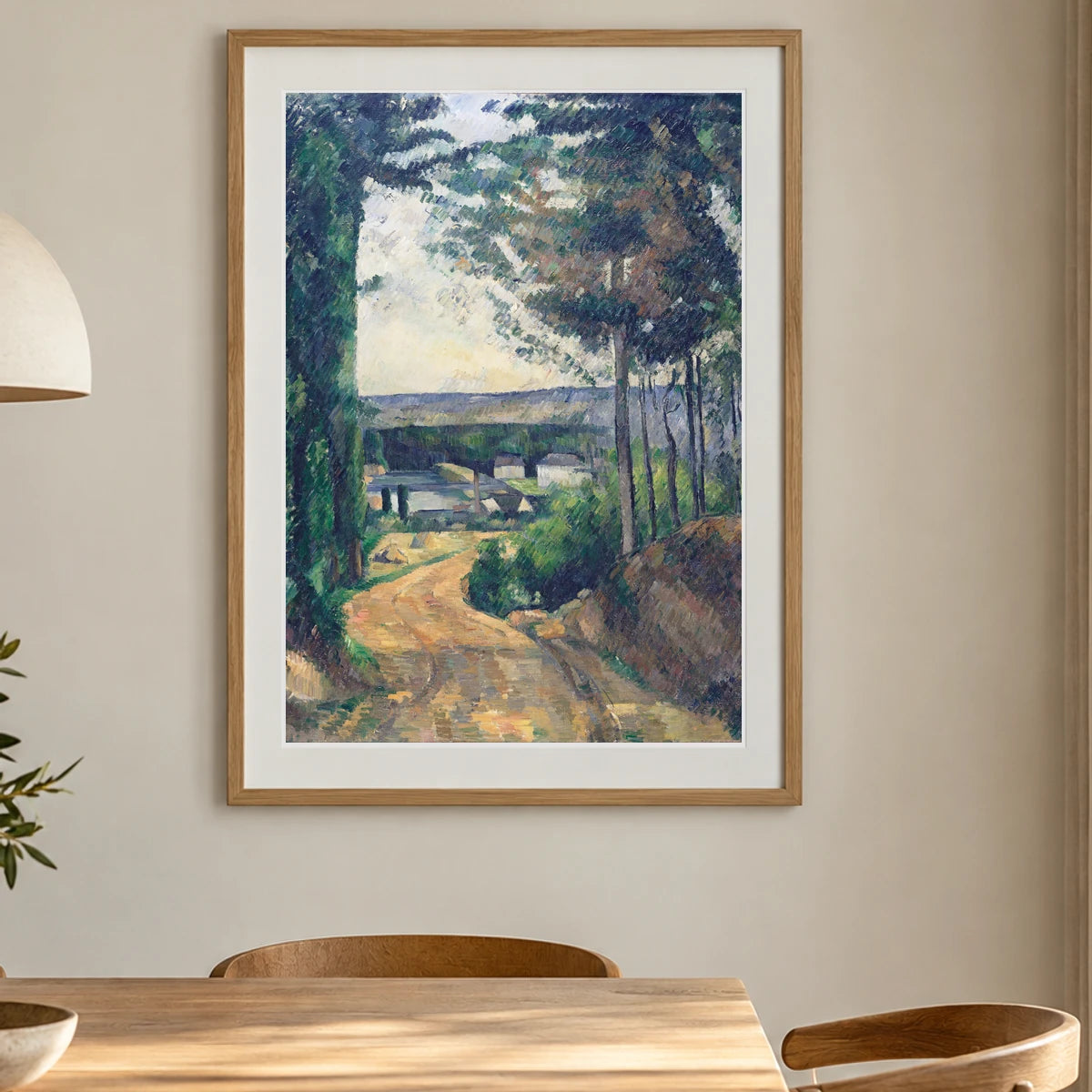 Road Leading To The Lake — Paul Cézanne shown in a styled interior