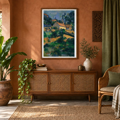Turning Road At Montgeroult — Paul Cézanne shown in a styled interior