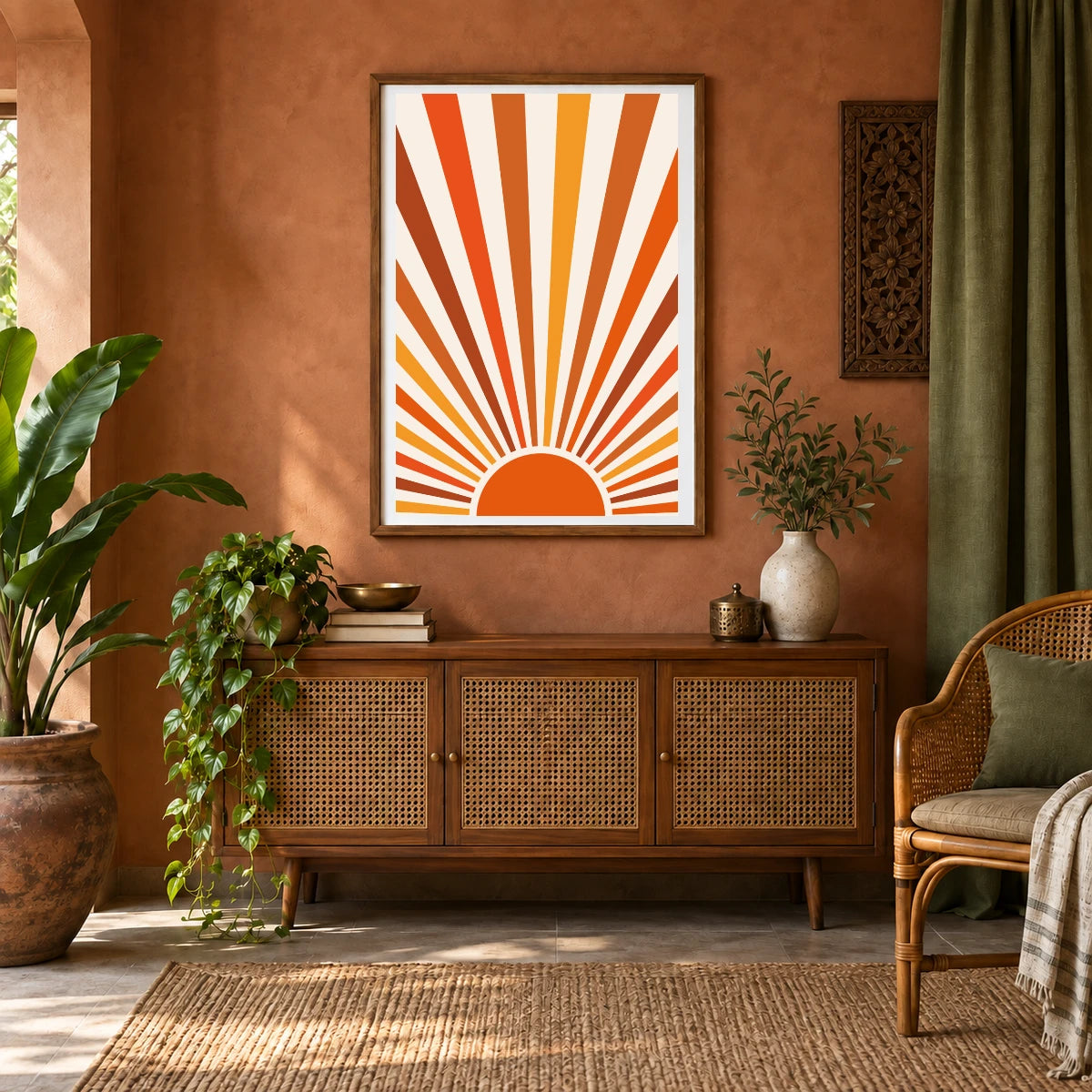Abstract Art — Boho Abstract Prints shown in a styled interior