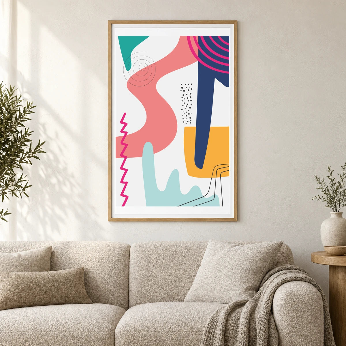Boho Abstract Print III — Boho Abstract Prints shown in a styled interior