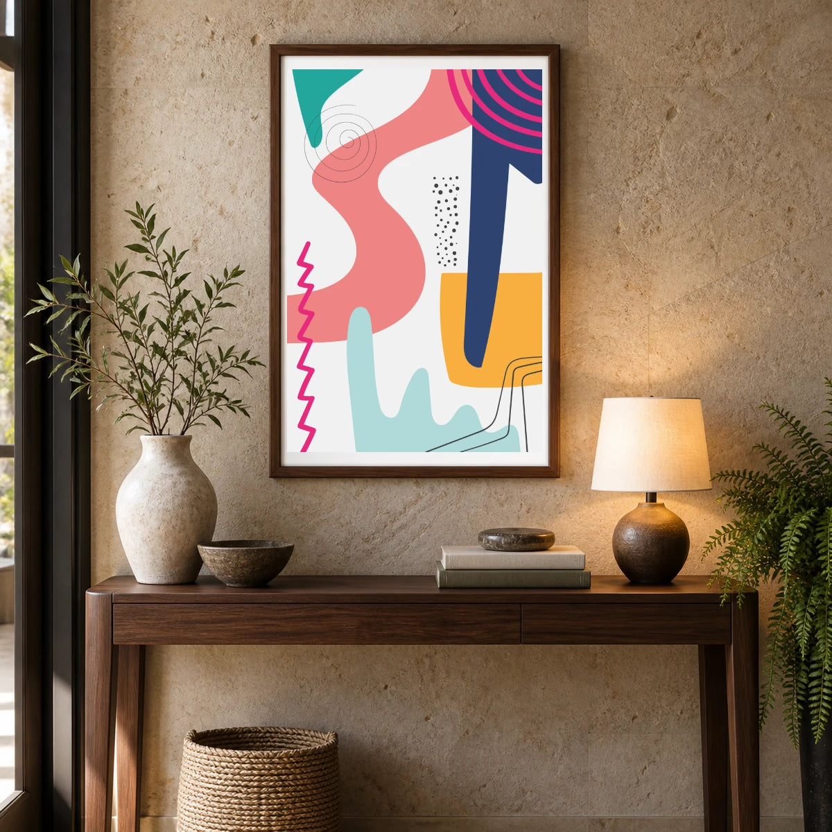 Boho Abstract Print III — Boho Abstract Prints shown in a styled interior