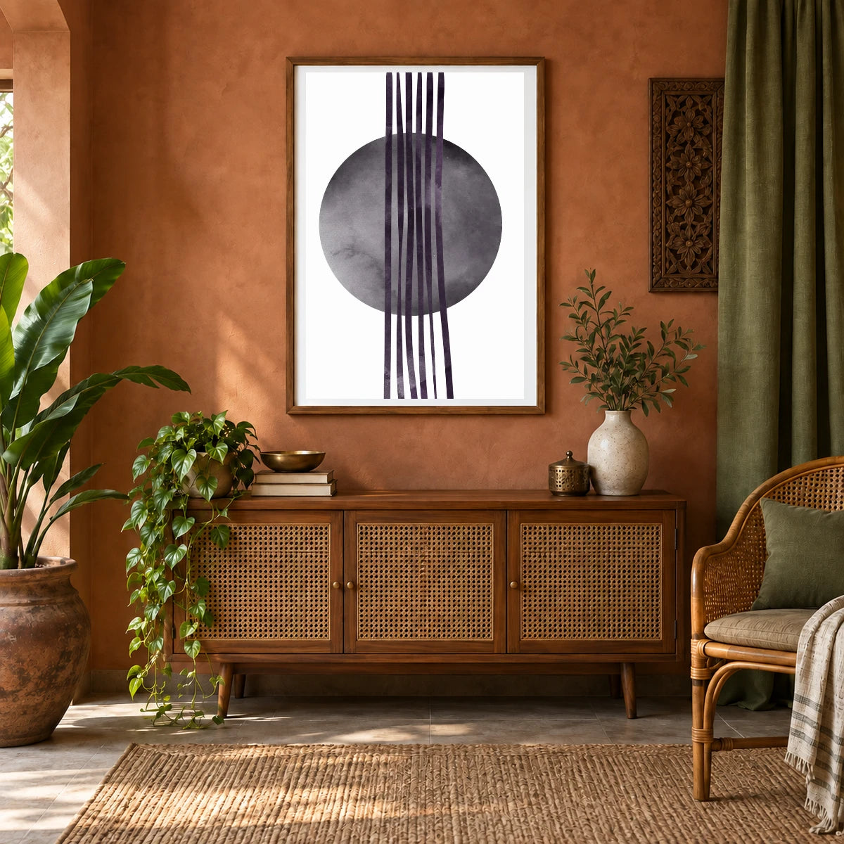 Boho Abstract Print V — Boho Abstract Prints shown in a styled interior