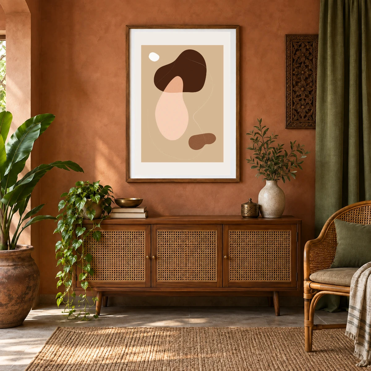 Boho Abstract Print XII — Boho Abstract Prints shown in a styled interior