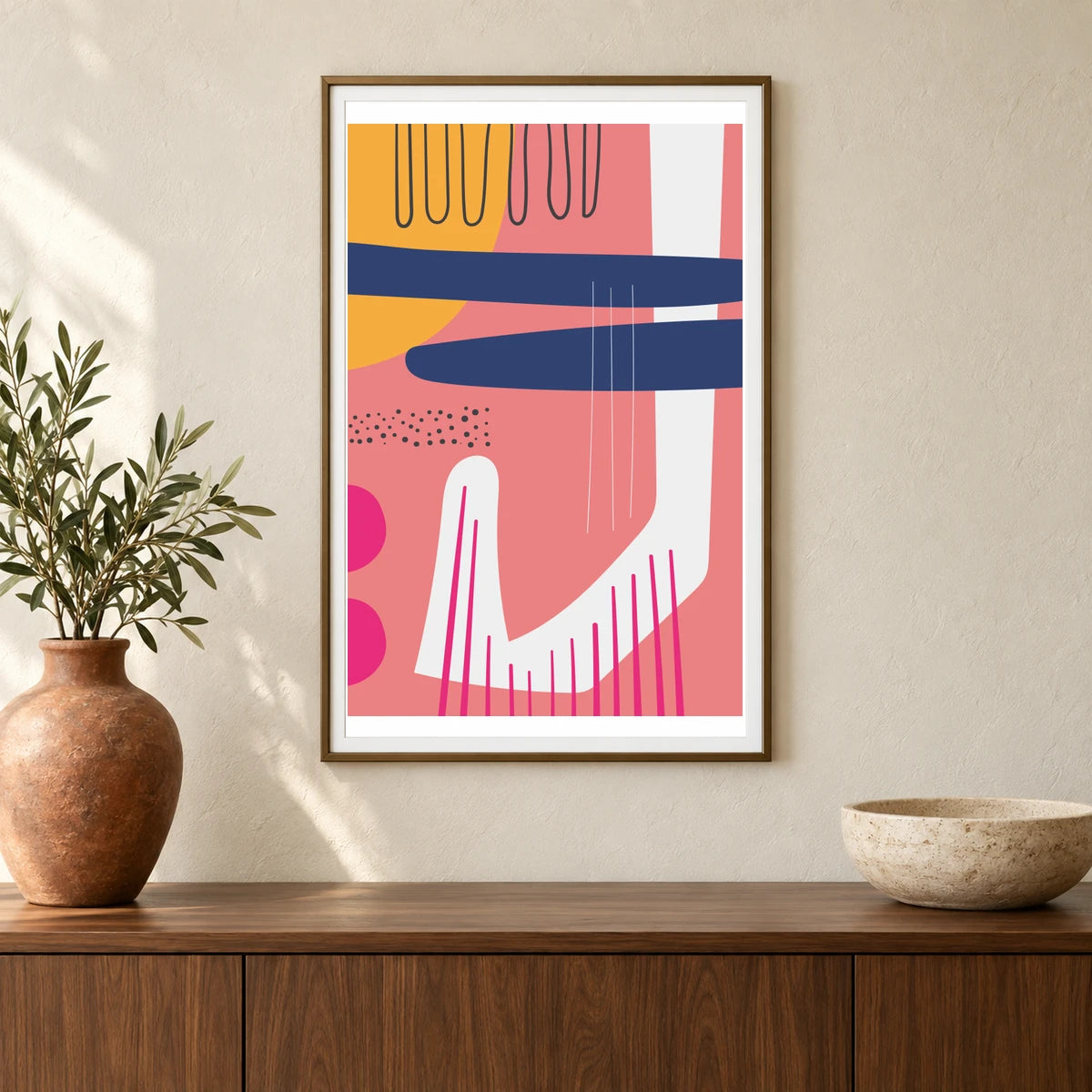 Boho Abstract Print XIV — Boho Abstract Prints shown in a styled interior