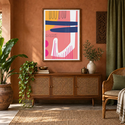 Boho Abstract Print XIV — Boho Abstract Prints shown in a styled interior