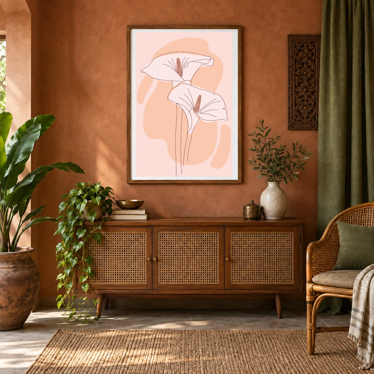 Boho Abstract Print XVII — Boho Abstract Prints shown in a styled interior