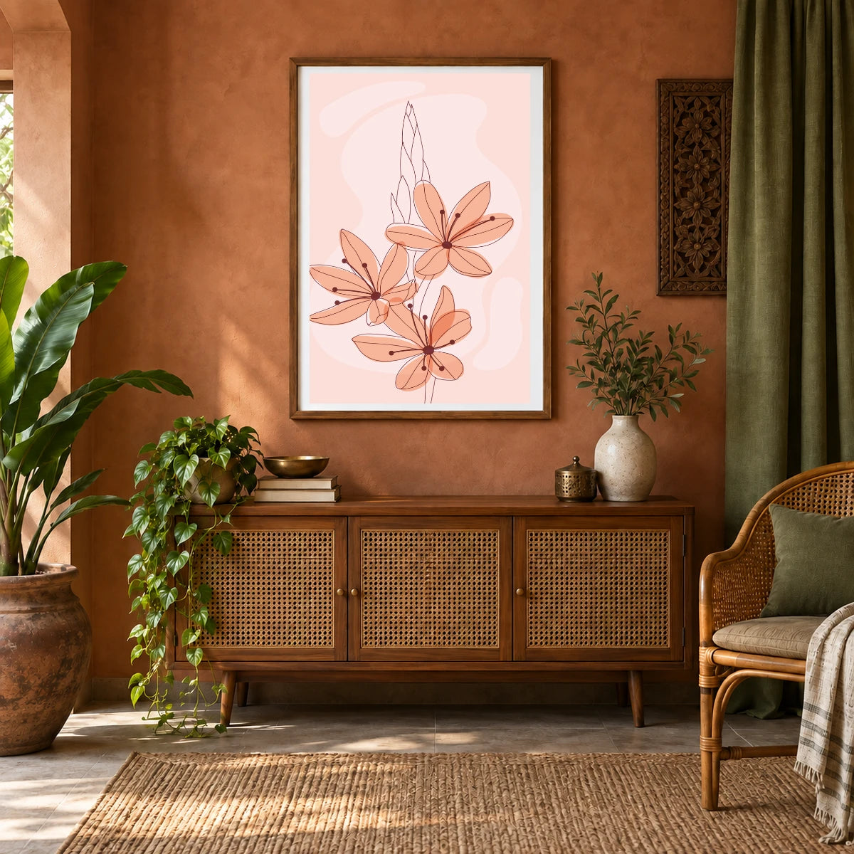 Boho Abstract Print XVIII — Boho Abstract Prints shown in a styled interior