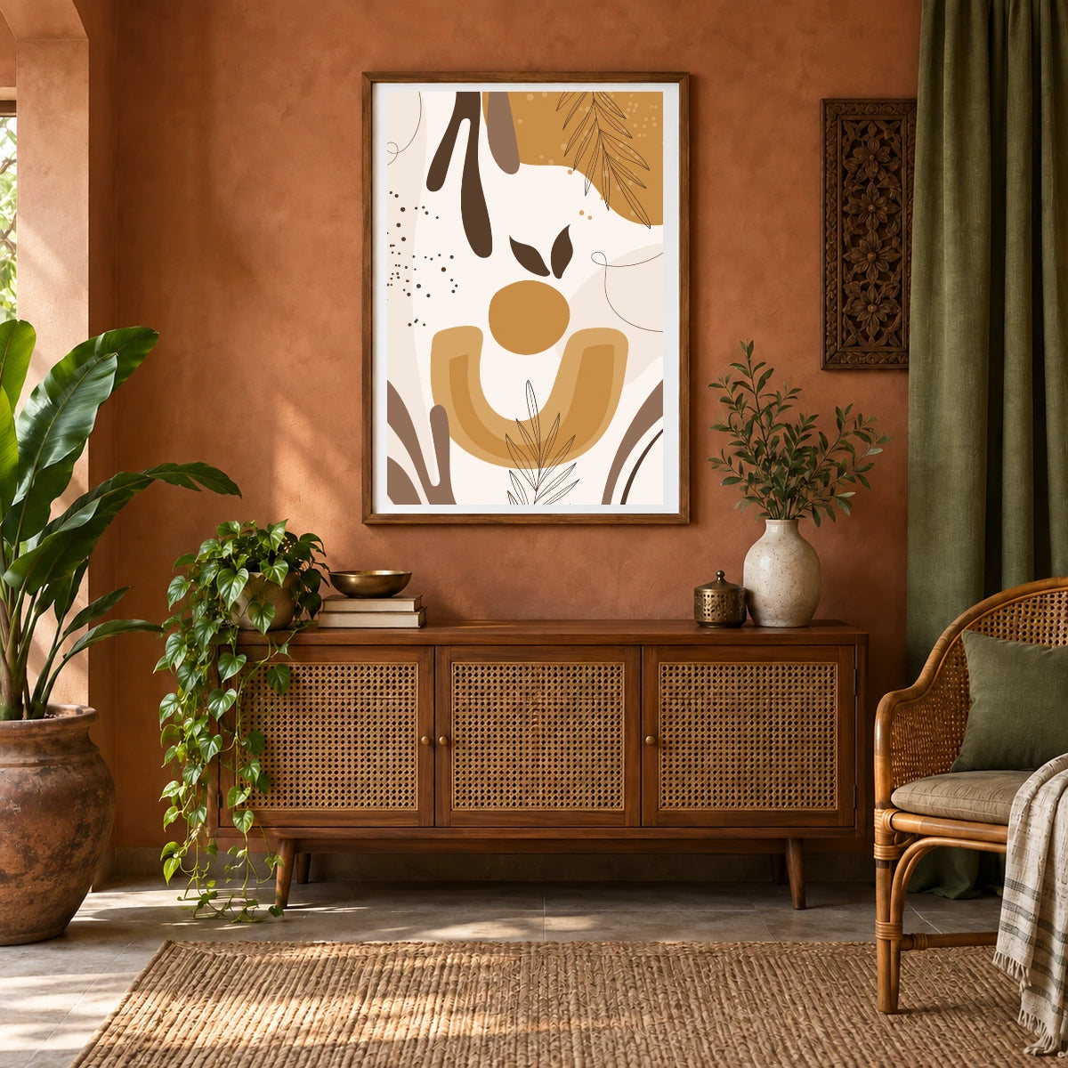 Boho Abstract Print XXI — Boho Abstract Prints shown in a styled interior
