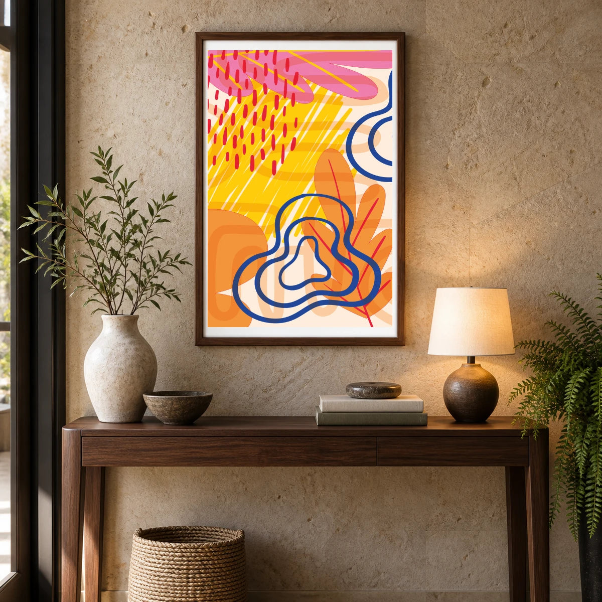 Boho Abstract Print XXIV — Boho Abstract Prints shown in a styled interior
