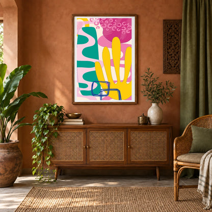 Boho Abstract Print XXV — Boho Abstract Prints shown in a styled interior
