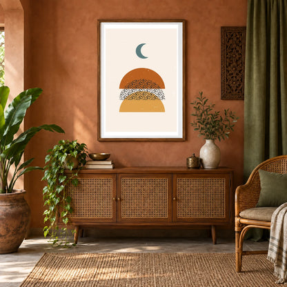 Boho Abstract Print XXVI — Boho Abstract Prints shown in a styled interior