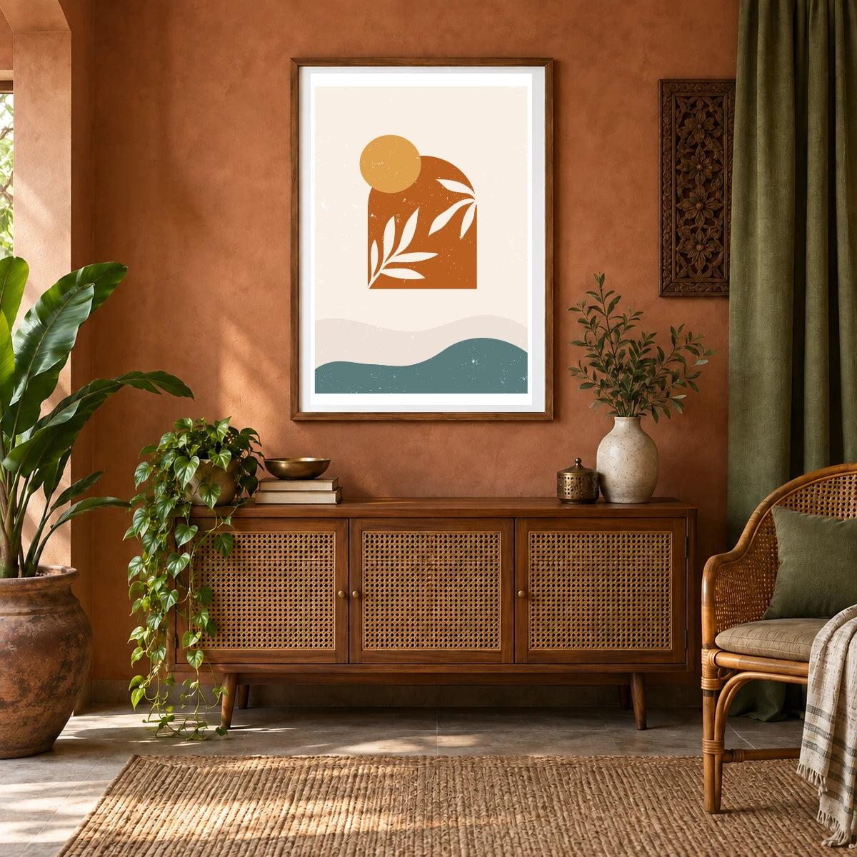 Boho Abstract Print XXVII — Boho Abstract Prints shown in a styled interior