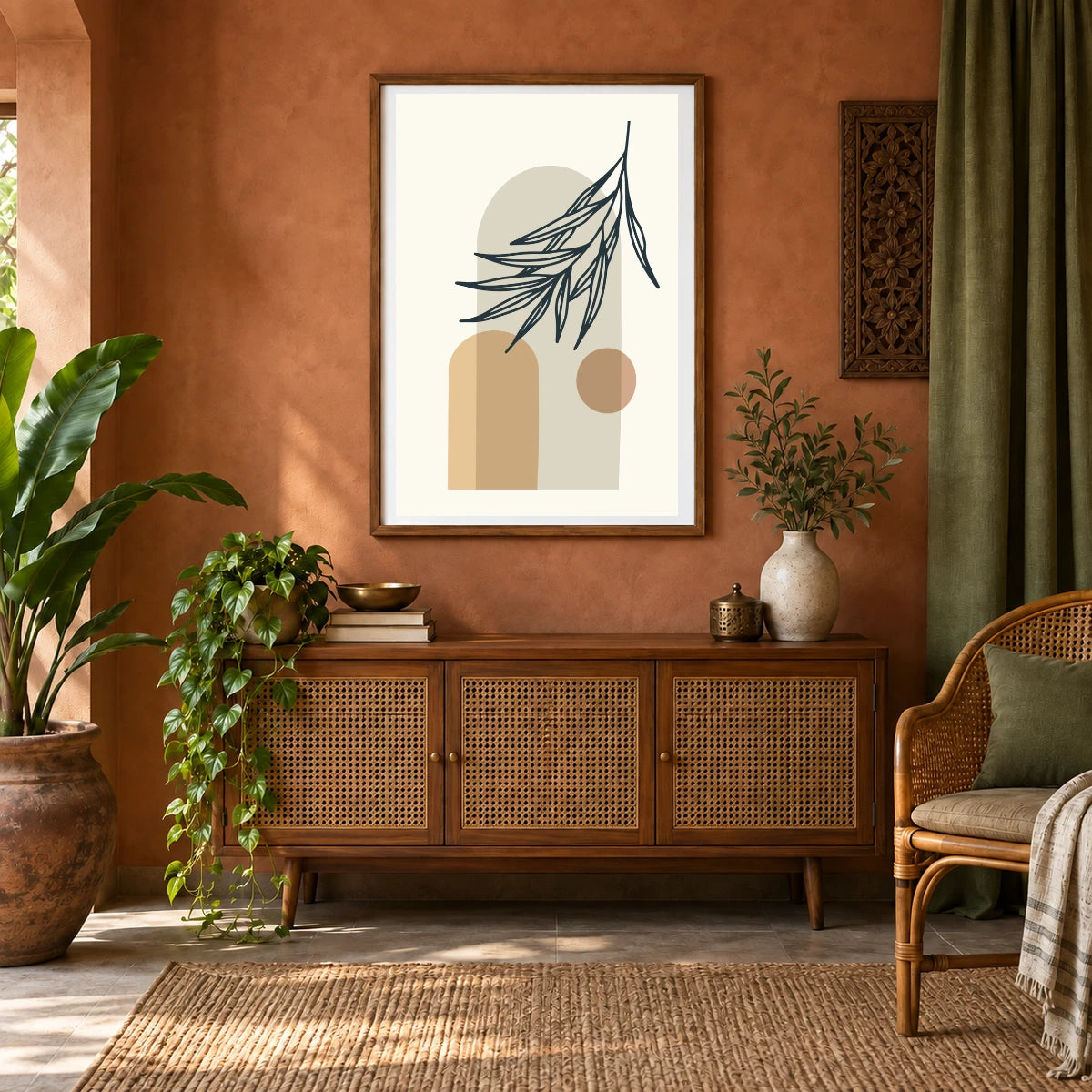 Boho Abstract Print XXXI — Boho Abstract Prints shown in a styled interior