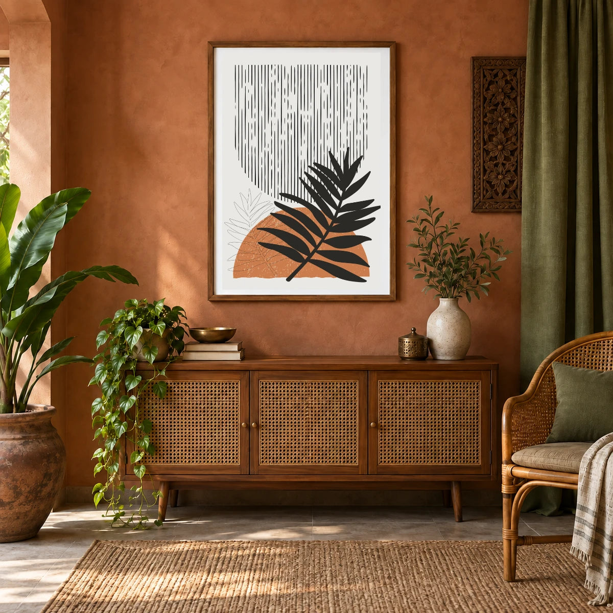 Boho Abstract Print XXXII — Boho Abstract Prints shown in a styled interior