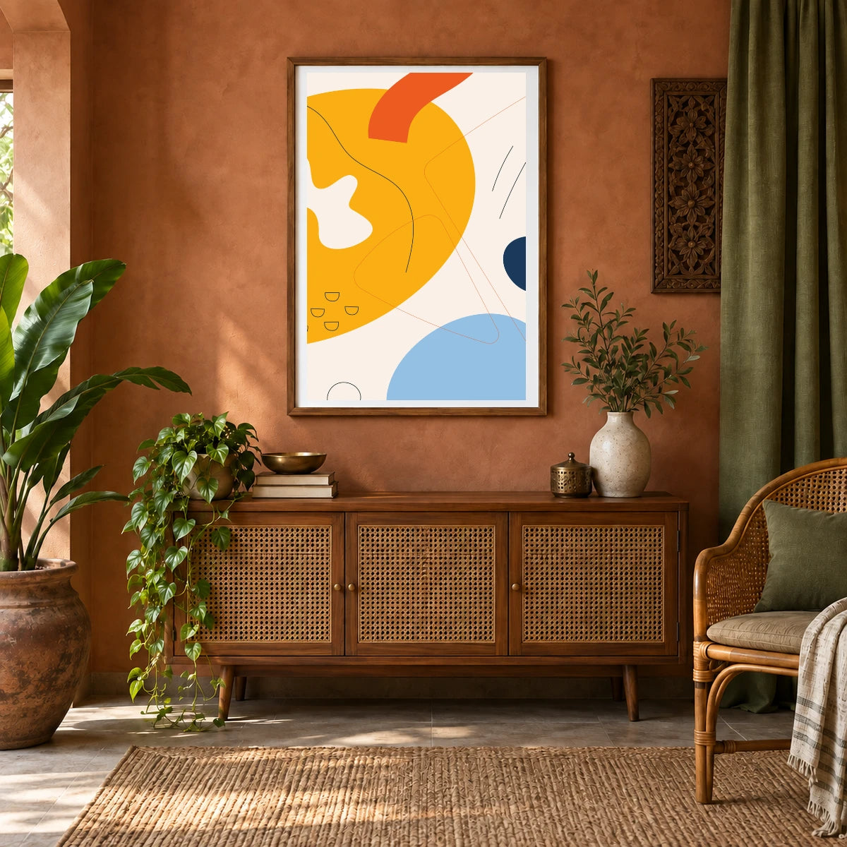 Boho Abstract Print XXXVIII — Boho Abstract Prints shown in a styled interior