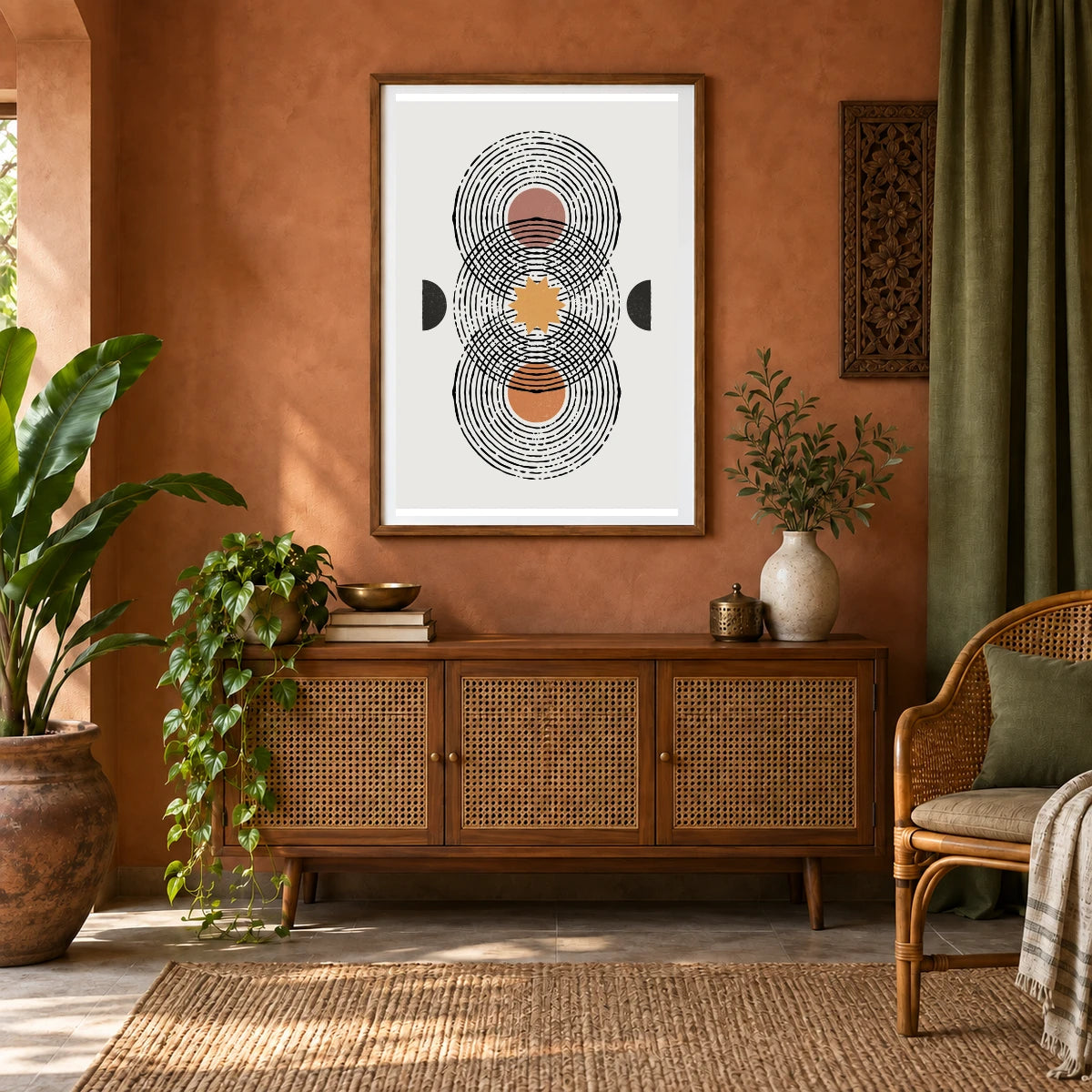 Boho Abstract Print XLIII — Boho Abstract Prints shown in a styled interior
