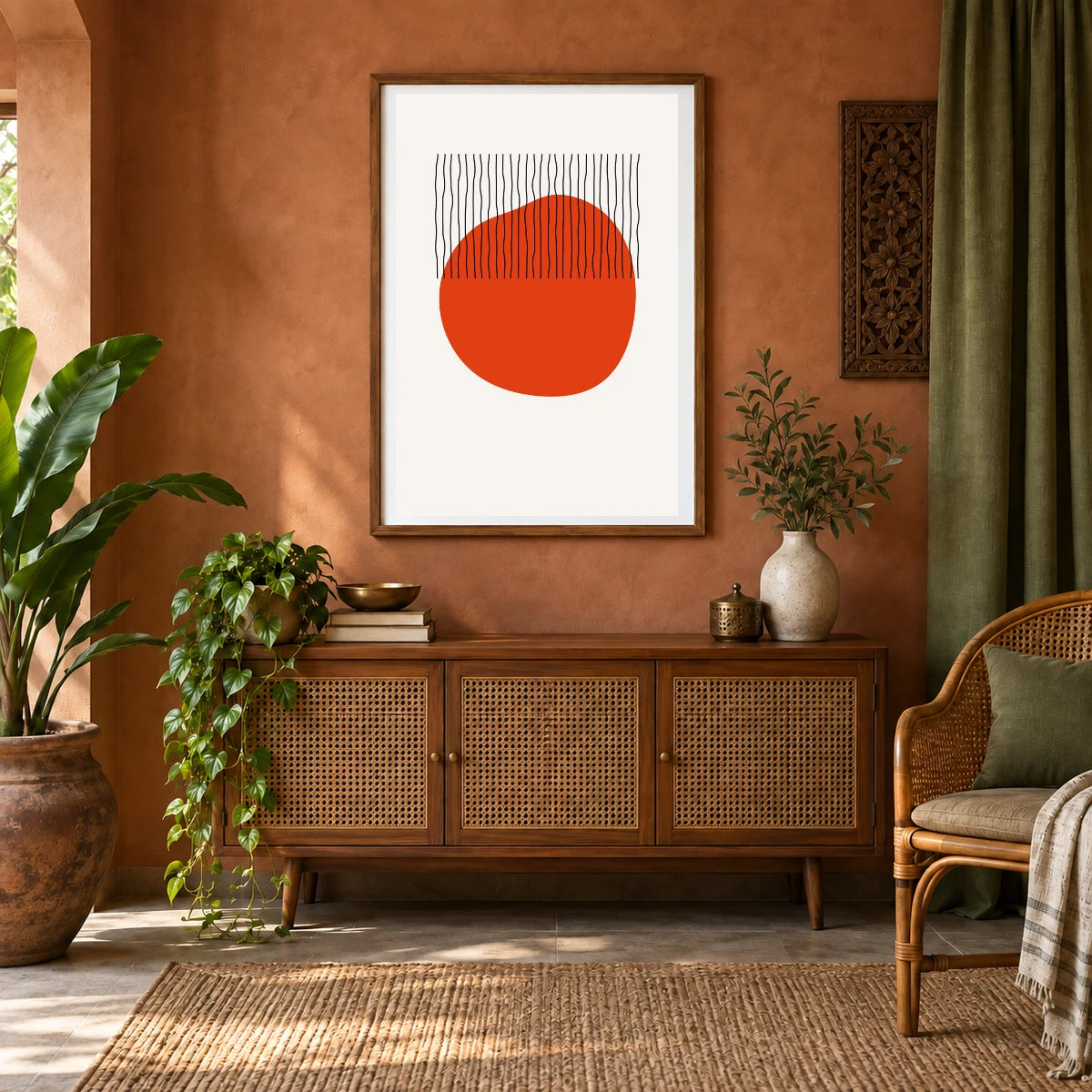 Boho Abstract Print XLVII — Boho Abstract Prints shown in a styled interior
