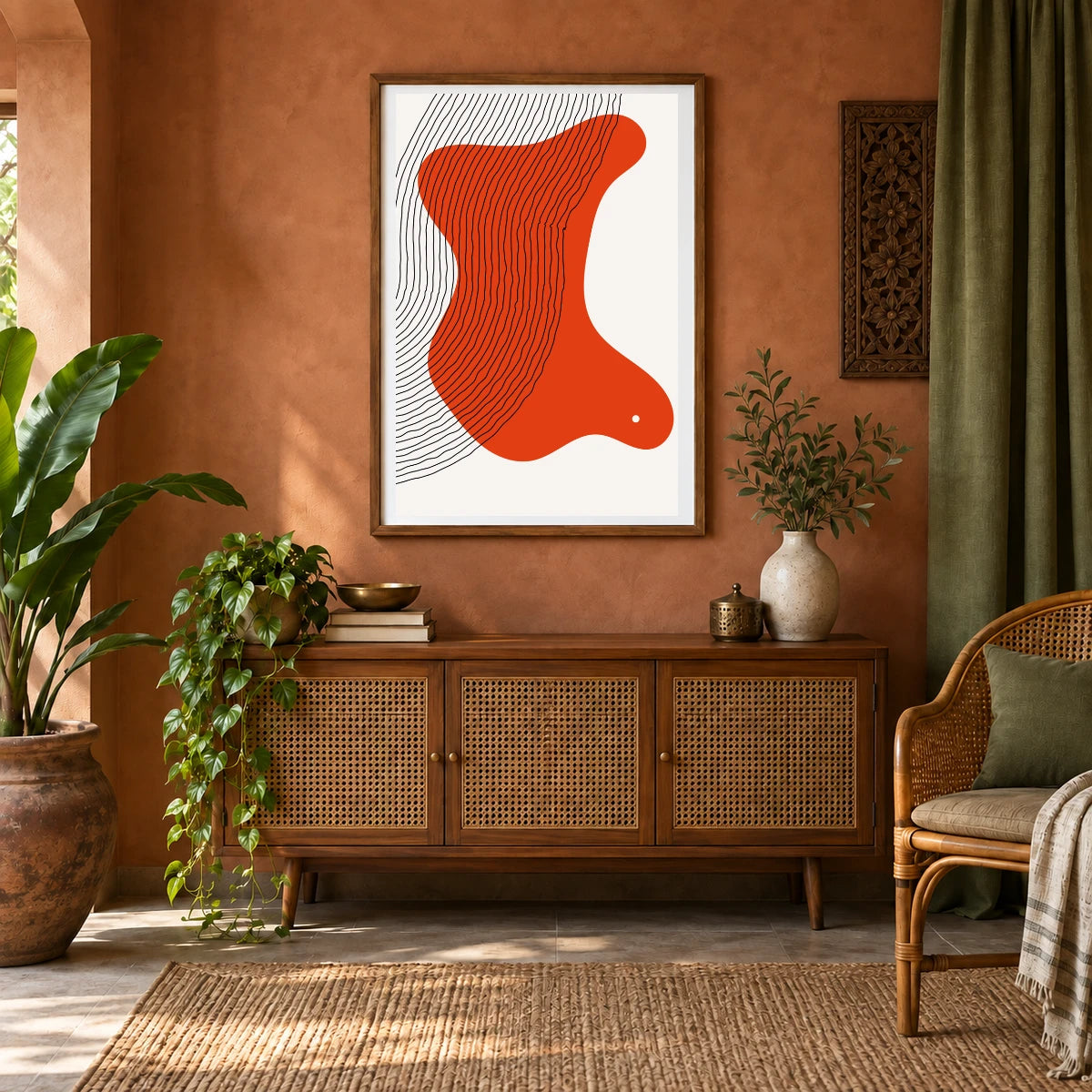 Boho Abstract Print XLVIII — Boho Abstract Prints shown in a styled interior