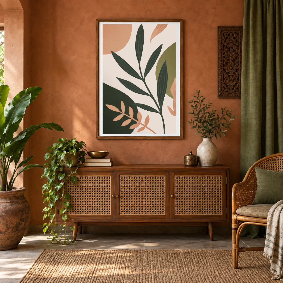 Boho Abstract Print L — Boho Abstract Prints shown in a styled interior