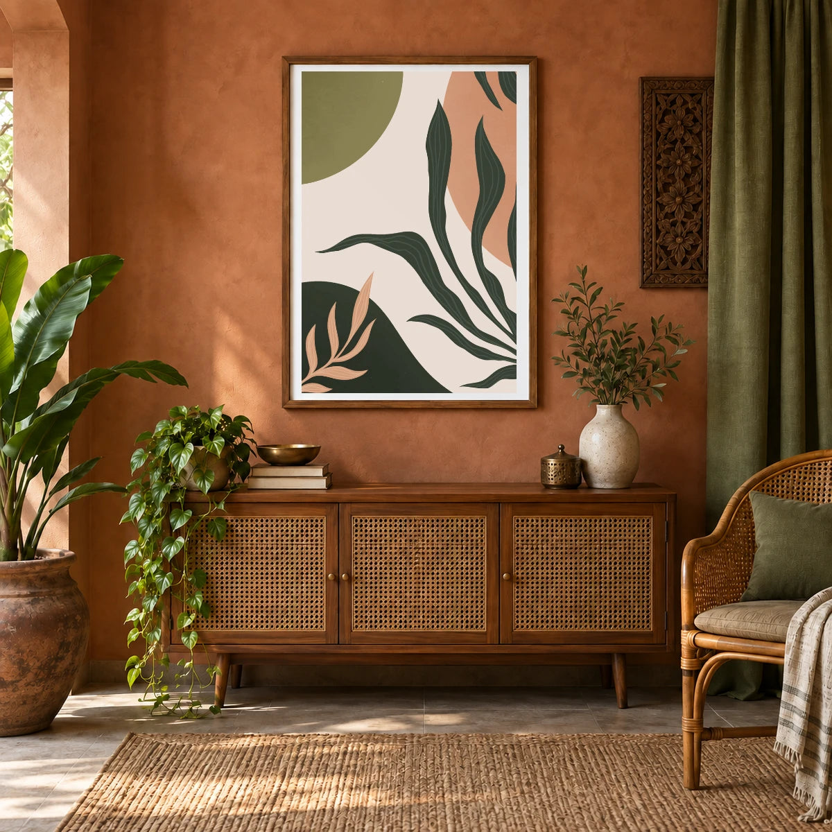 Boho Abstract Print LI — Boho Abstract Prints shown in a styled interior