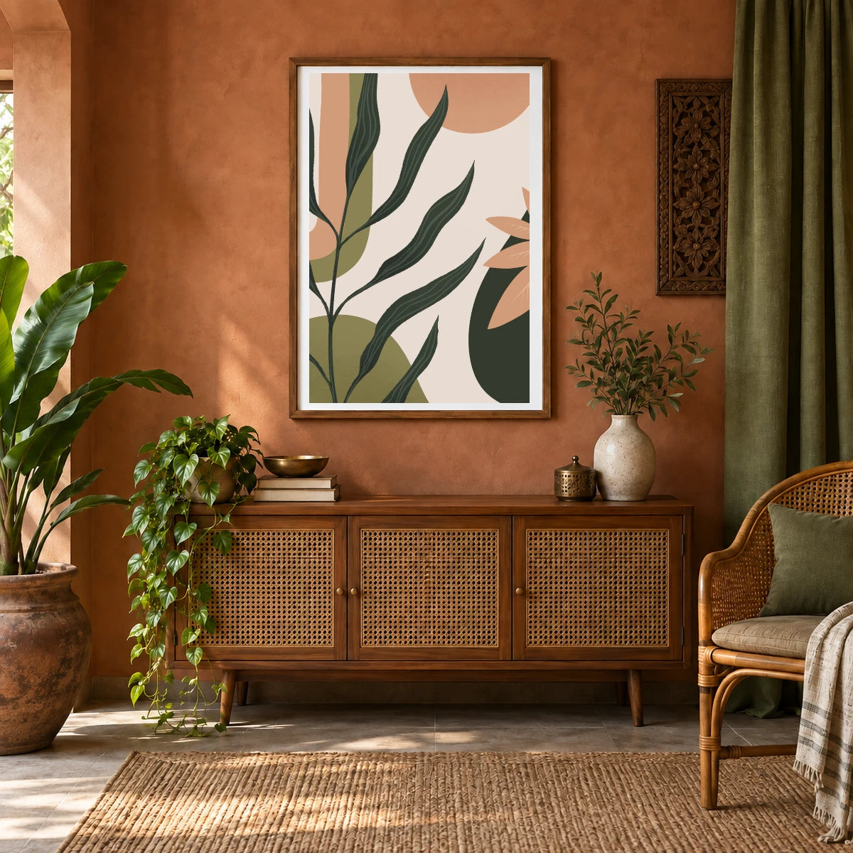 Boho Abstract Print LII — Boho Abstract Prints shown in a styled interior