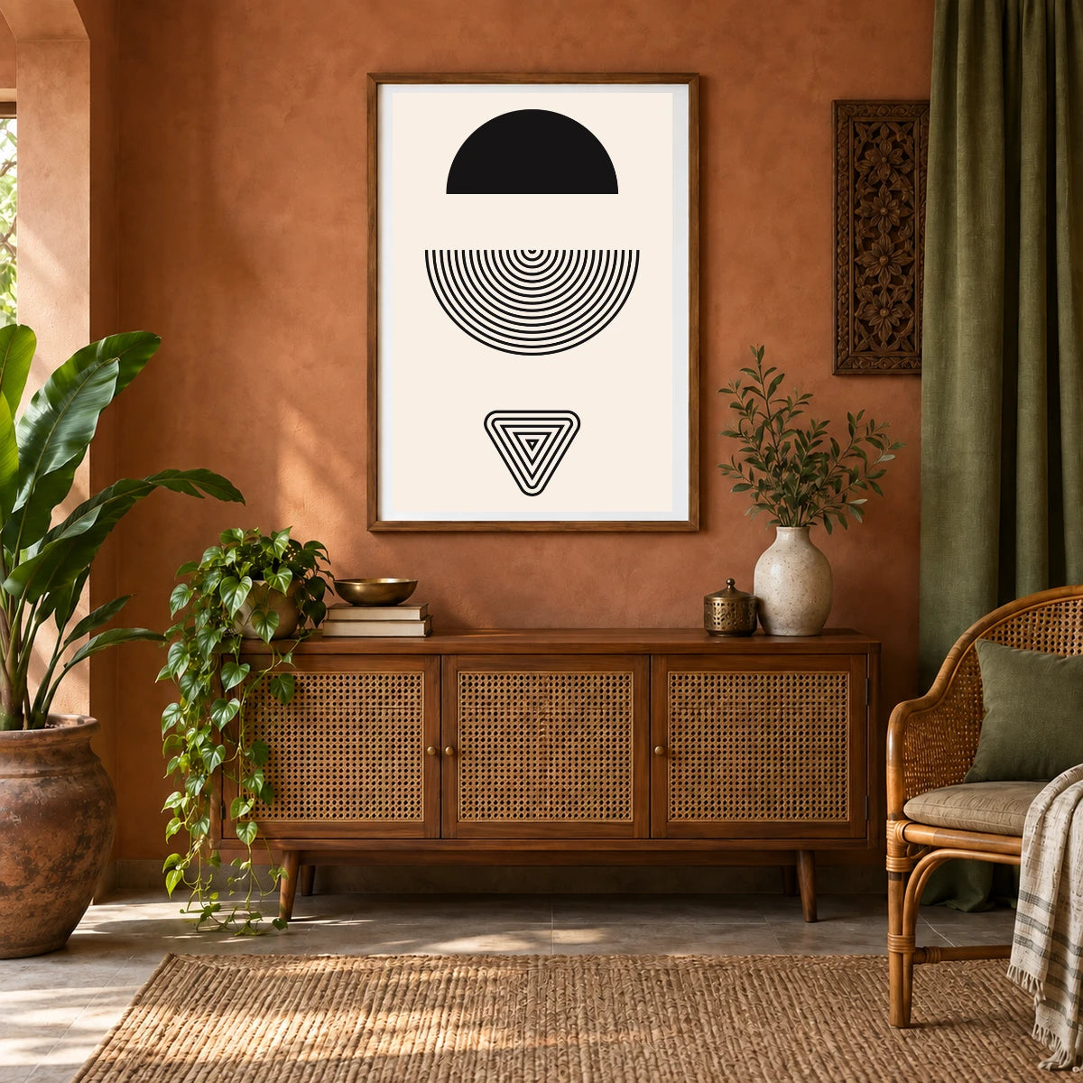 Boho Abstract Print LXXII — Boho Abstract Prints shown in a styled interior