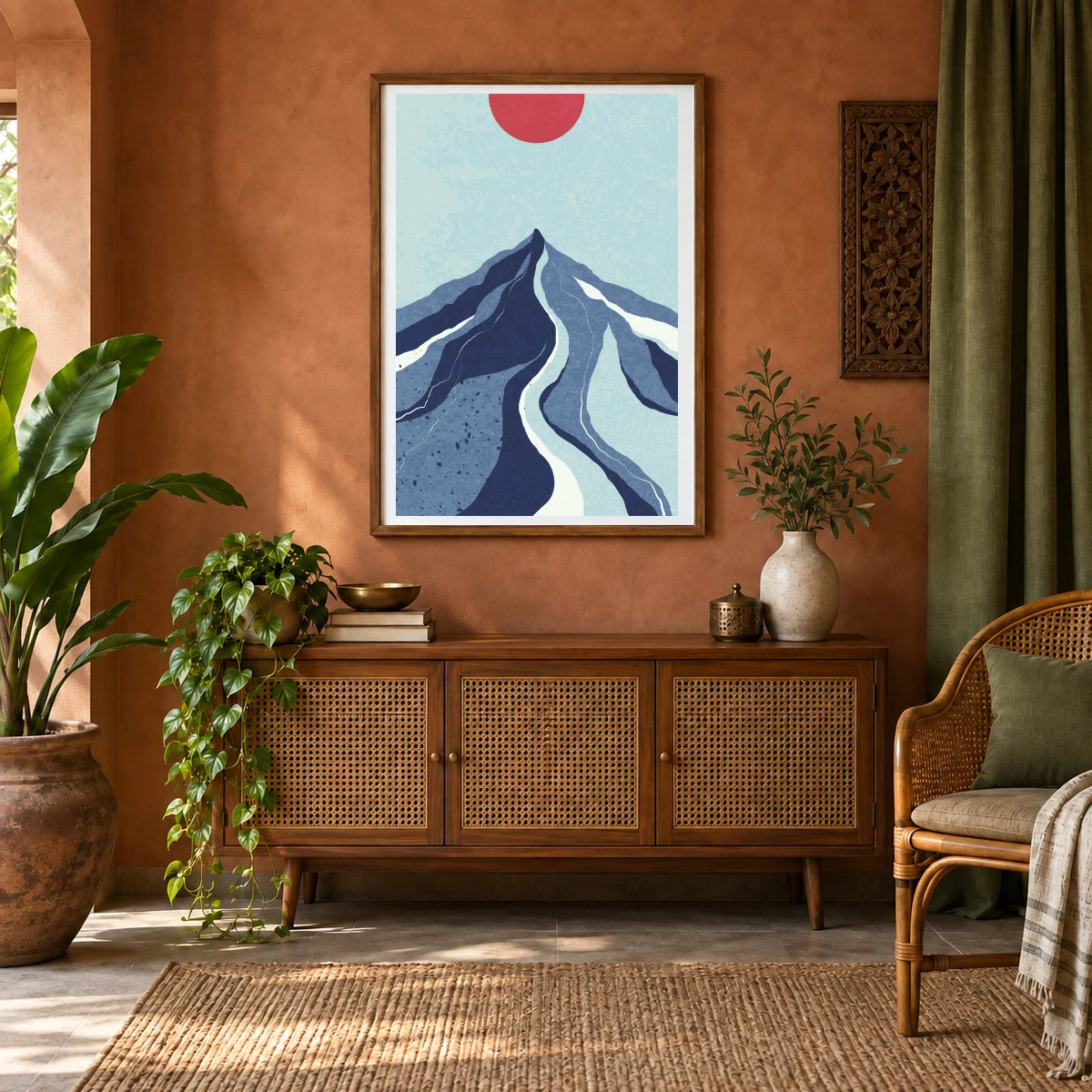 Boho Abstract Print LXXXII — Boho Abstract Prints shown in a styled interior