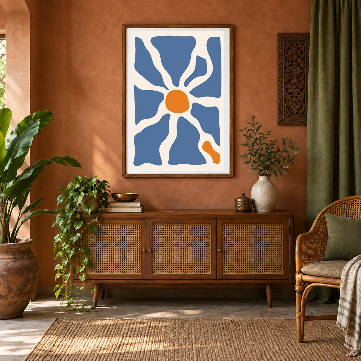 Boho Abstract Print XC — Boho Abstract Prints shown in a styled interior