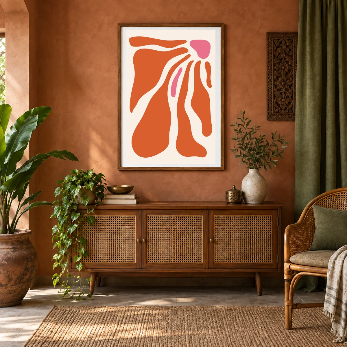 Boho Abstract Print XCIV — Boho Abstract Prints shown in a styled interior