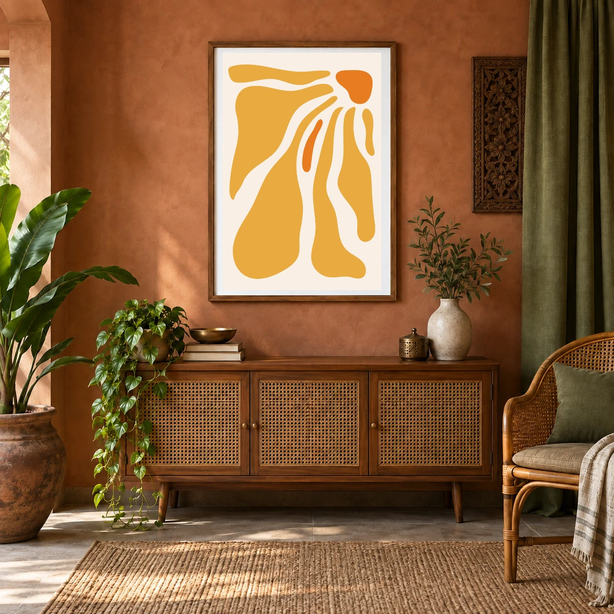 Boho Abstract Print XCV — Boho Abstract Prints shown in a styled interior