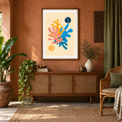 Boho Abstract Print XCVI — Boho Abstract Prints shown in a styled interior