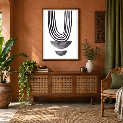 Boho Abstract Print XCVII — Boho Abstract Prints shown in a styled interior
