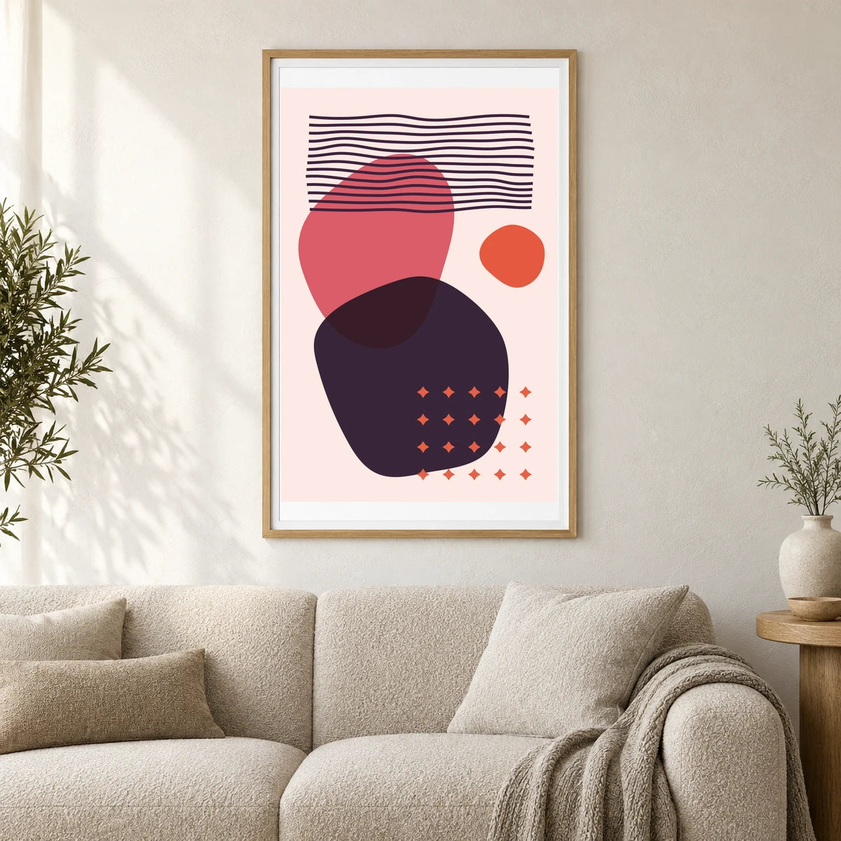 Boho Abstract Print CII — Boho Abstract Prints shown in a styled interior