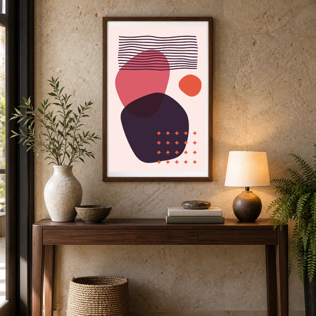 Boho Abstract Print CII — Boho Abstract Prints shown in a styled interior