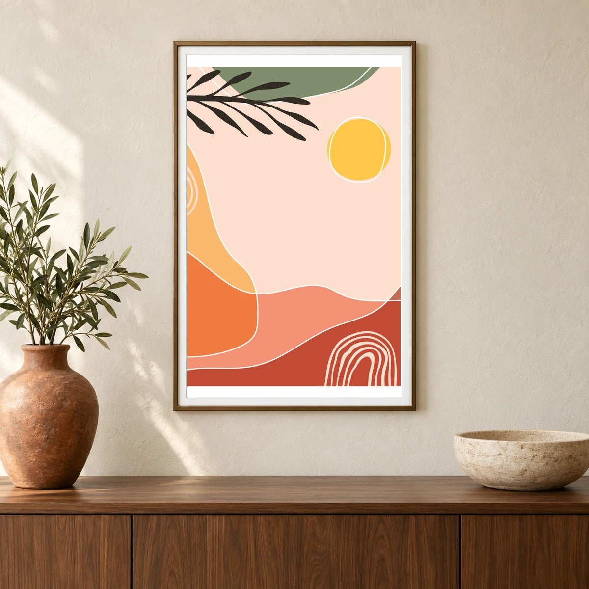 Boho Abstract Print CIV — Boho Abstract Prints shown in a styled interior
